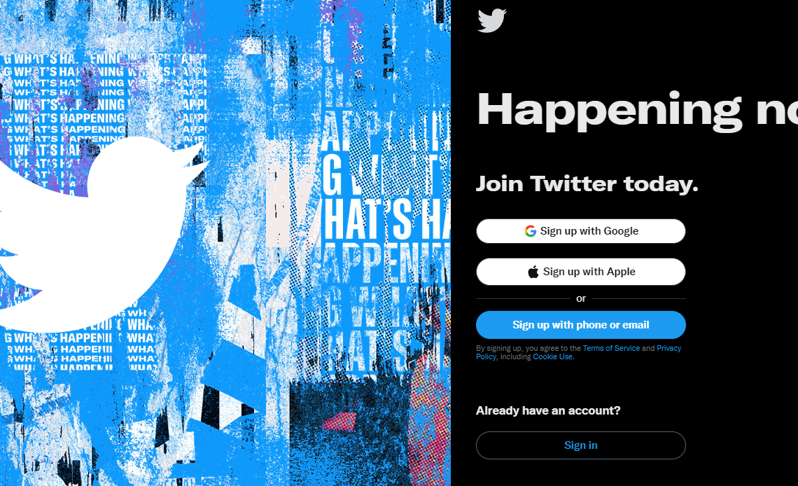 The Twitter login screen. The first place a beginner will see.